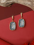 Anti-Tarnish 18k Gold Plated Grey Enamelled Golden Dot Drop Earrings