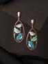 Anti-Tarnish Gold Plated Blue Enamelled Floral Statement Luxe Drop Earrings