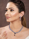 Silver Toned Blue AD Studded Necklace Set