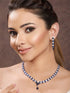 Silver Toned Blue AD Studded Necklace Set