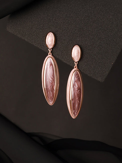 Anti-Tarnish 18k Gold Plated & Enamelled Eliptical Dangler earrings