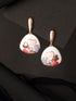 Anti-Tarnish 18k Gold Plated Off White Enamelled Floral Statement Dangler Earrings