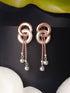Anti-Tarnish Rose Gold 2 Toned Circular Knotted Dangling Earrings