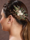 Gold Toned Mother Of Pearl Embellished Green Hair Comb Pin