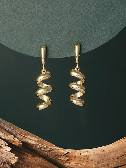 Anti-Tarnish Gold Plated Spiral Twister Hoop Minimalist Earrings
