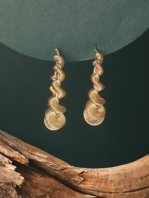 Anti-Tarnish Gold Plated Spiral Twisted Statement Hoops Earrings