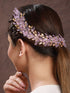 Gold Toned Purple Pearl Embedded Statement Hair Comb Pin