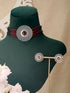 Silver Plated Ruby Red Studded Pearl Beaded Studds Earrings With Choker Jewellery Set