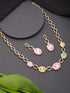 Anti-Tarnish Gold Plated Crystal Studded Link Chain Necklace jewellery Set