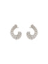 Silver Toned Zircon Studded Handcrafted Feather Shaped C Hoop Earrings