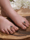 Silver Plated Multi Stone square Toe Ring