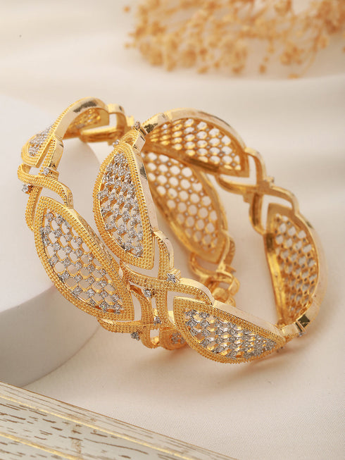 Set of 2 Dual Gold Plated Modern Blend Hand Crafted Bangles Set