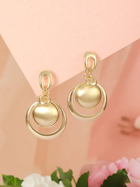 Anti-Tarnish Gold Plated Concentric balls Minimal Drop earrings