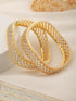 Set Of 2 Gold Plated AD Studded Cut -Out Hand Crafted Bracelet Bangles