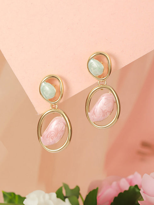 Anti-Tarnish Gold Plated Turquoise Enamelled Quirky Drop Earrings