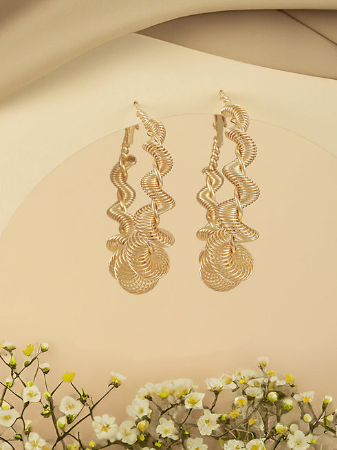 Anti-Tarnish Gold Plated Spiral Twisted Statement Hoops Earrings