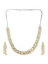 Silver Toned Yellow AD Studded Minimal Designer Jewellery Set