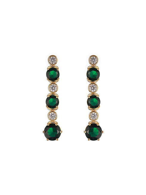 Gold Plated Green CZ Minimal Jewellery Set