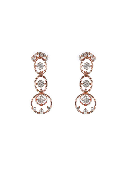 Rose Gold Toned AD Studded Minimal Geometric Jewellery Set