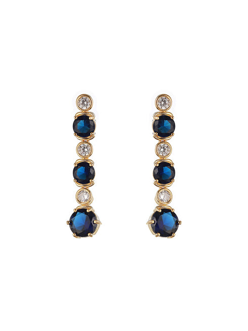 Gold Plated Blue Zircon Minimal Necklace Jewellery Set