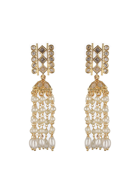 Gold Toned Pearl Beaded Minimal Choker Jewellery Set