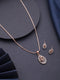 Rose Gold Plated AD Studded Minimal Locket Jewellery Set