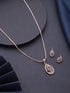 Rose Gold Plated AD Studded Minimal Locket Jewellery Set