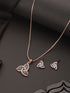 Rose Gold Plated AD Studded Minimal Leafy Locket Jewellery Set
