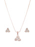 Rose Gold Plated AD Studded Minimal Leafy Locket Jewellery Set