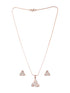 Rose Gold Plated AD Studded Minimal Leafy Locket Jewellery Set
