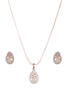 Rose Gold Plated AD Studded Minimal Locket Jewellery Set