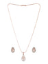 Rose Gold Plated AD Studded Minimal Locket Jewellery Set