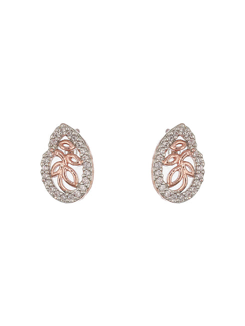 Rose Gold Plated AD Studded Minimal Locket Jewellery Set