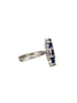 White Rhodium Blue CZ Minimal Floral Finger Ring