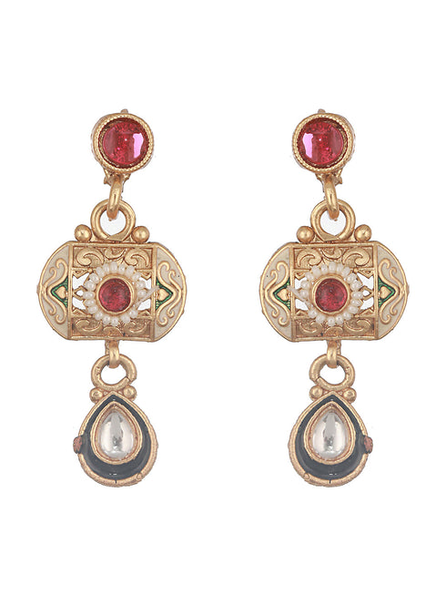 Gold Plated Fusion Stone Studded Filigree Choker Jewellery Set