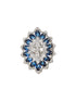 Silver Plated Blue Sapphire Zircon Luxe Floral Finger Ring