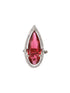 Silver Toned Red Ruby CZ Minimal Luxe Finger Ring