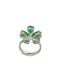 Silver Plated Green Emerald Zircon Minimal Floral Ring