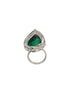 Silver Toned Green Zircon Minimal Finger Ring