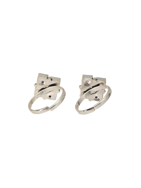 Silver Plated Multi Stone square Toe Ring