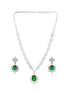Silver Plated Green AD Studded Floral Necklace