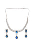 Silver Plated Blue Zircon Minimal Necklace Jewellery Set