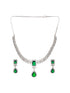 Silver Plated Green Zircon Minimal Necklace Jewellery Set