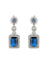Silver Plated Blue CZ Studded Statement Floral Necklace Jewellery Set