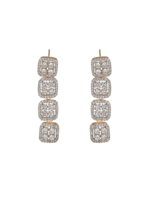 Gold Polished White CZ Studded contemporary Jewellery set