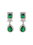 Silver Plated Green Zircon Minimal Necklace Jewellery Set