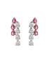 Silver Toned Red CZ Statement Designer Necklace Jewellery Set