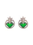 Rose Gold Plated Green AD Stuuded Minimal Studds Earring