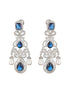 Silver Toned Blue CZ Studded Pearl Beaded Statement Chandelier Earrings