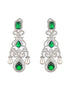 Silver Toned Green Zircon Pearl Beaded Statement Chandelier Earrings